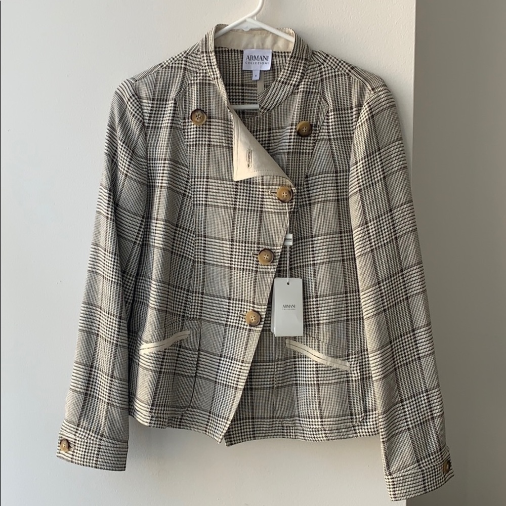 NWT Armani Collezioni Giacca Blazer, Brown & Cream